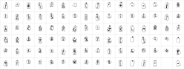 CK Gift Tags Regular  glyph index