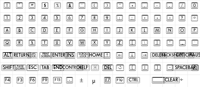 DexisDingbatsTwoSSK Regular  glyph index