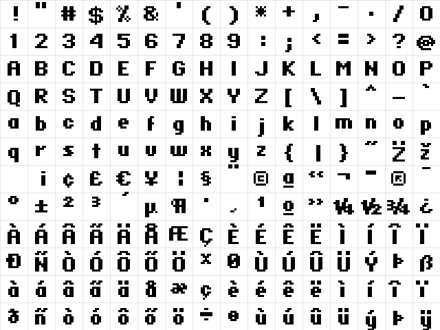standard 07_66 Regular  glyph index