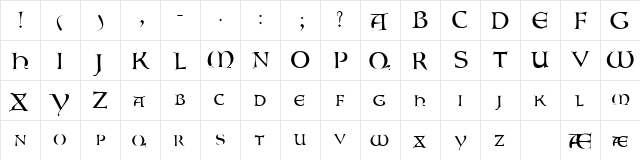 Lombardic Regular  glyph index