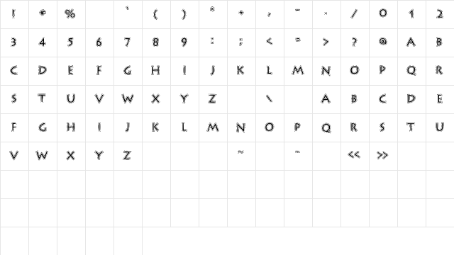 OutlineStorm Medium  glyph index