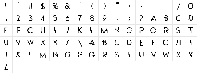 P Funked Regular  glyph index