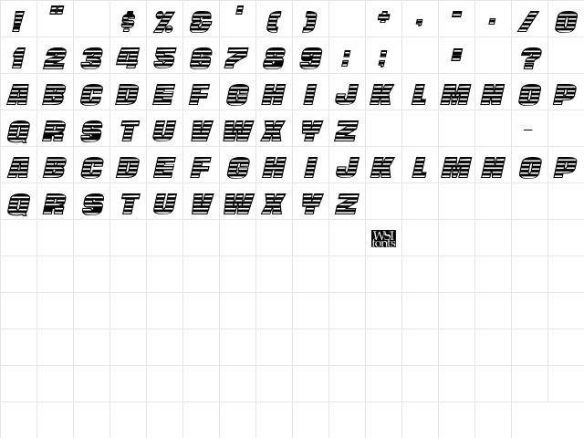 StriperBoldCaps Italic  glyph index