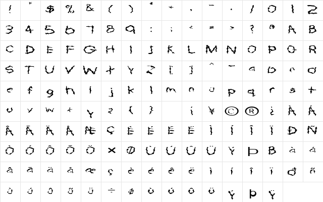 FZ WACKY 57 EX Normal  glyph index