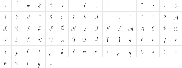 Ladies First Free Regular  glyph index