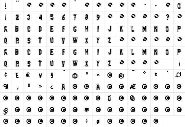 SonicReverb Regular  glyph index