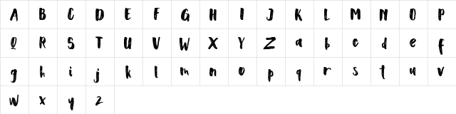 Scoothlane Sans Brush Regular  glyph index