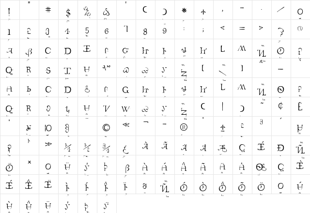 Subluxation Regular  glyph index