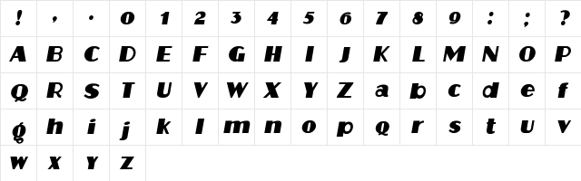 Protocol Italic  glyph index