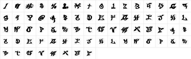 BREAKBEAT Regular  glyph index