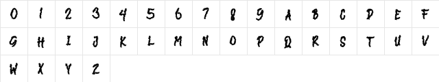 DARK NIGHT Regular  glyph index