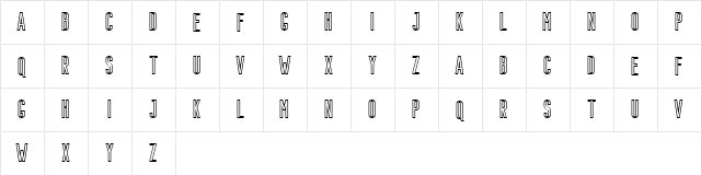 Bondie Outline Regular  glyph index