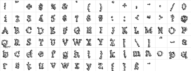 Dickensian Christmas Regular  glyph index