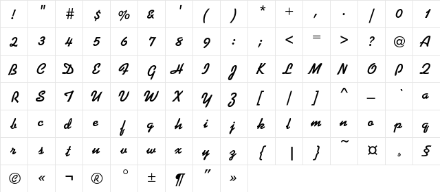 KaliakraC Regular  glyph index