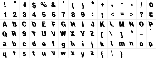 Tremor Regular  glyph index