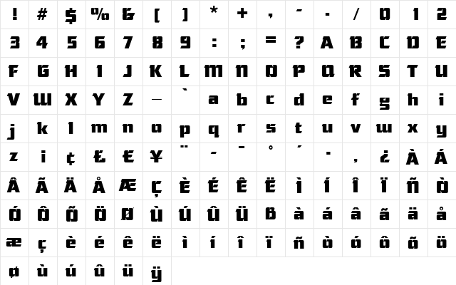 AndreaBecker Regular  glyph index
