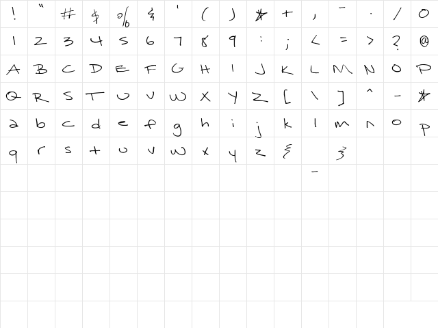 Surrendered Heart Regular  glyph index