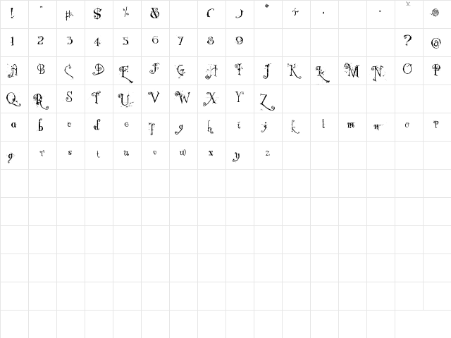 Nemo Nightmares Regular  glyph index