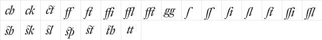 DTLFleischmannDAlternate Italic  glyph index