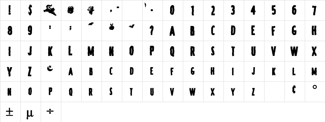 MunsterSCapsSSK Bold  glyph index