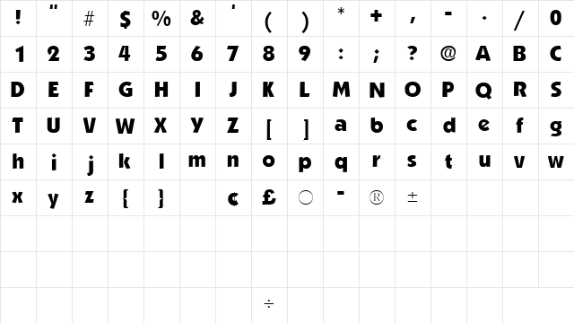 AnakeimSSK Regular  glyph index