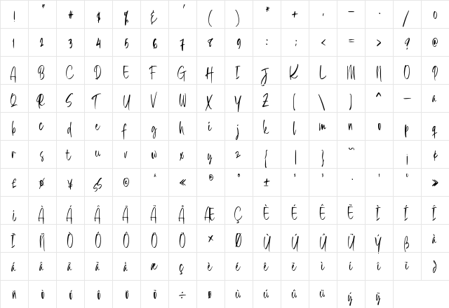 Hai California Regular  glyph index