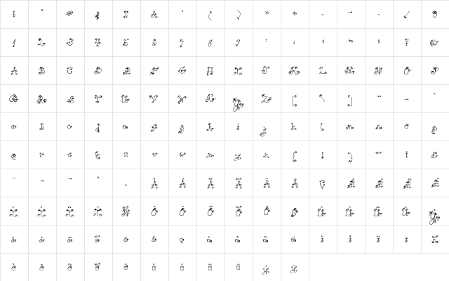 JANDA Love And Rain Regular  glyph index