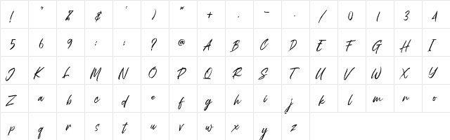 Shoufa Regular  glyph index