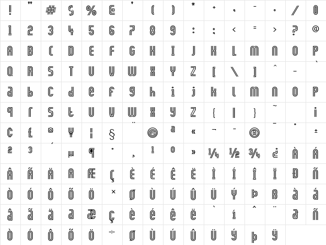 Arch Normal  glyph index