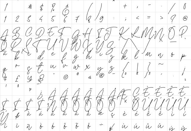 Mayree Griffith Regular  glyph index