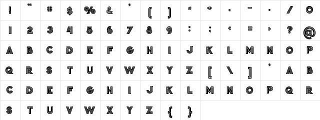 jordan bold grunge Regular  glyph index