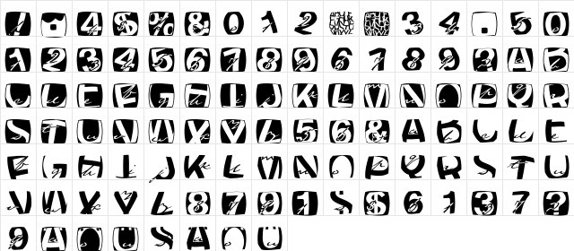 AZFusioneTwo Regular  glyph index