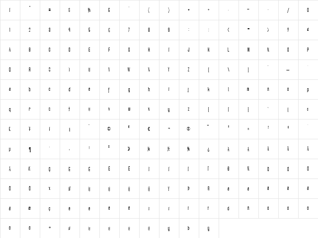 L Regular  glyph index