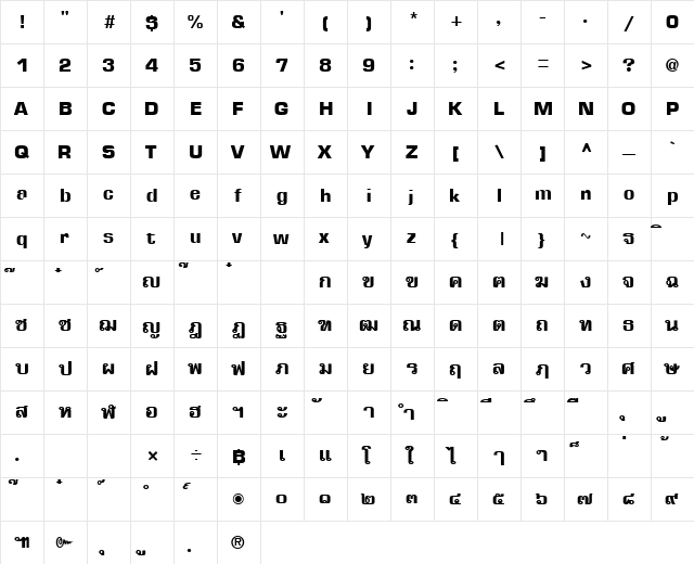 PSL-Chamnarn Bold  glyph index