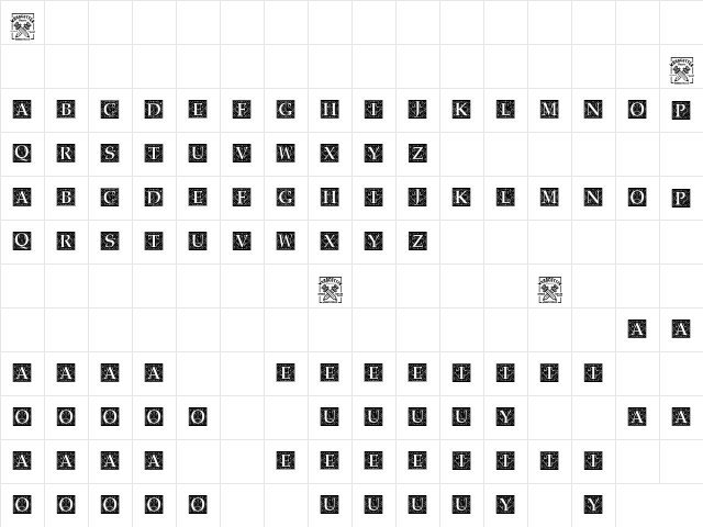 Baroque Explosion Regular  glyph index