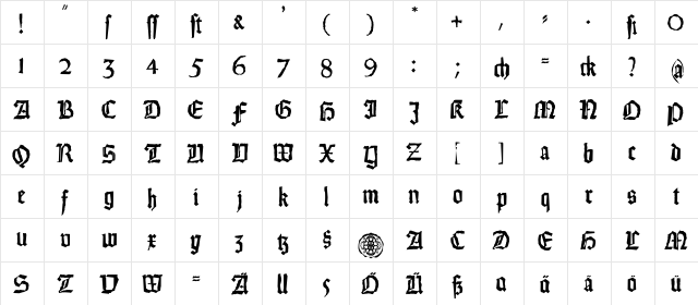 Weiss-Gotisch-Random Regular  glyph index