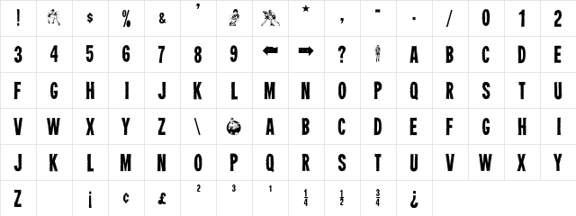 Heavyweight Regular  glyph index