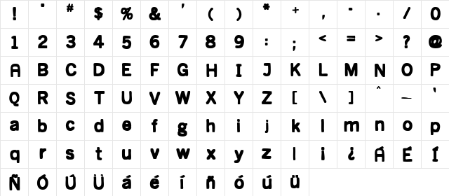prima Black  glyph index