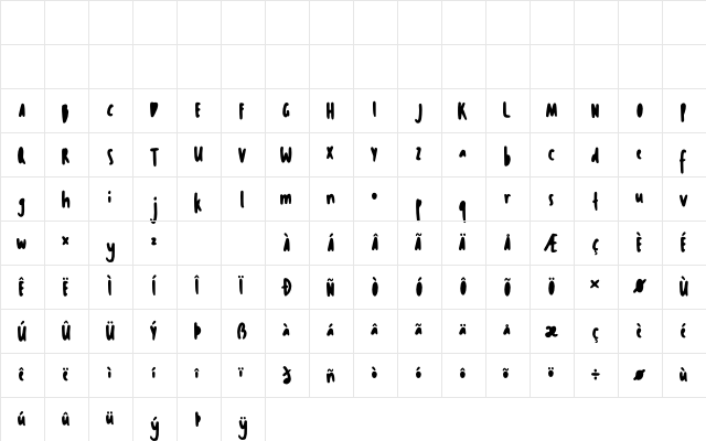 Le Gusto Regular  glyph index
