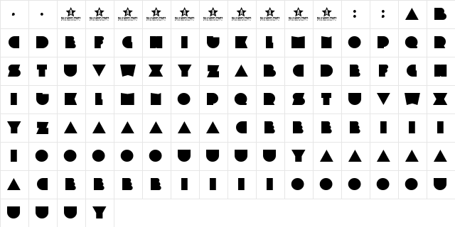 PLASTIC PILL Regular  glyph index