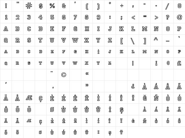 TR Princetown ITCNormal  glyph index