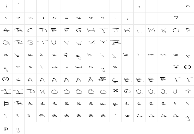 FZ HAND 24 EX Normal  glyph index