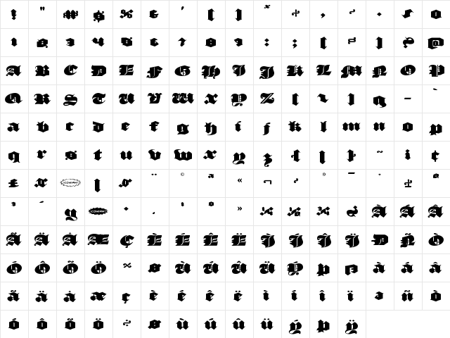 Lux Contra Tenebras Expanded Expanded  glyph index