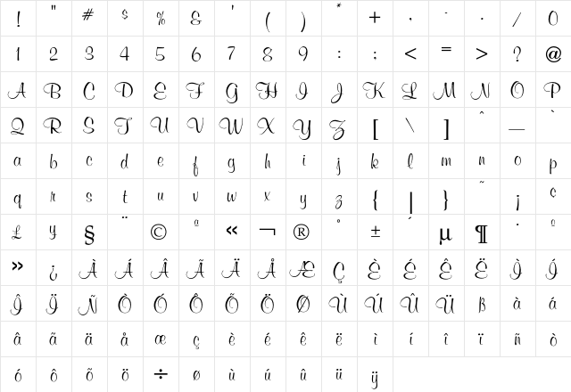 Murray HillBold  glyph index