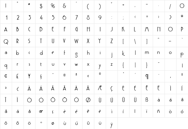 PoufSSK SemiBold  glyph index