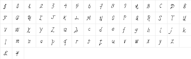 HawtFriend Regular  glyph index
