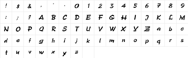 BuckeyeSSK Italic  glyph index