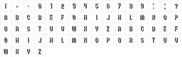 Iron Regular  glyph index