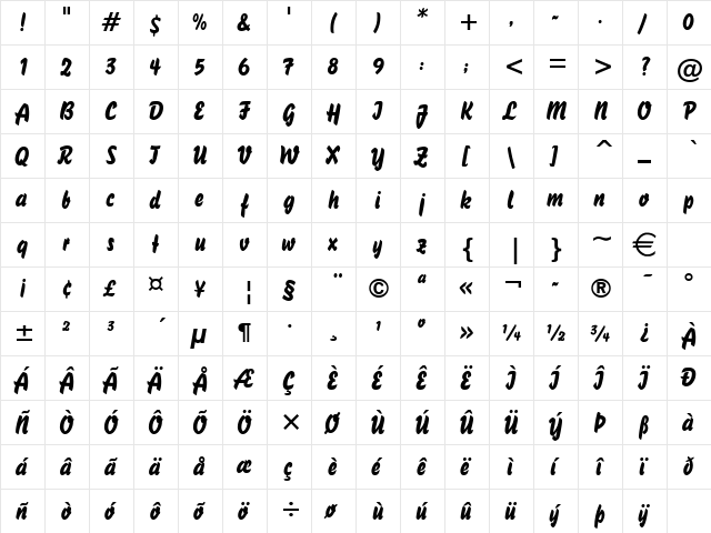 BrushStroke26 Normal  glyph index