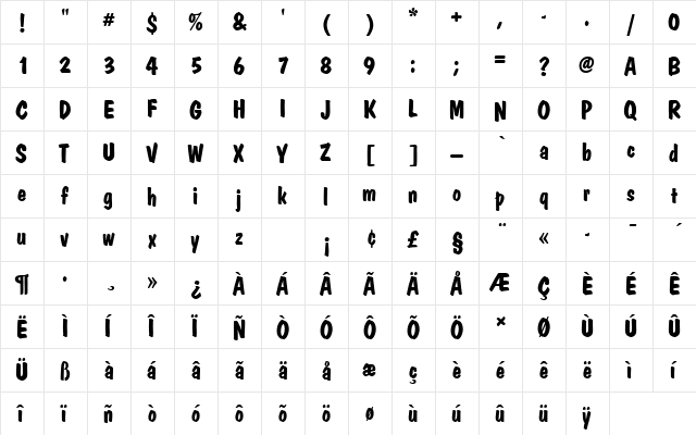 DomCasualDBolRo1 Regular  glyph index